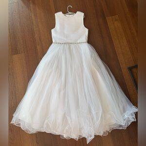 Beautiful Joan Calabrese special occasion white dress  with jewel waist. Size 14